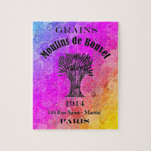Daisies in Rainbow Colours & French Grain Sack Ad Jigsaw Puzzle