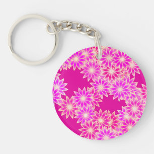 Daisies in shades of pink and orchid key ring