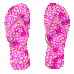 Daisies in shades of pink and plum thongs