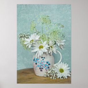 Daisies In Vintage Pitcher Poster