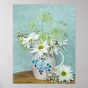Daisies In Vintage Pitcher  Poster