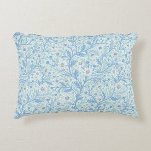 Daisies in white and blue on sea glass decorative cushion