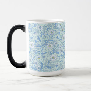 Daisies in white and blue on sea glass magic mug