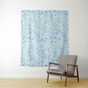 Daisies in white and blue on sea glass tapestry