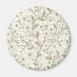 Daisies in white and brown on off white magnet