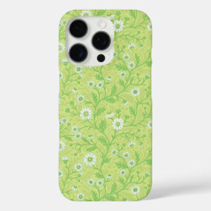 Daisies in white and green on honey dew green iPhone 16 pro case
