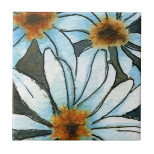 "Daisies" Kitchen Garden Ceramic  Tile