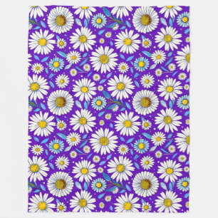 🌼 Daisies & Leaves Glow ❄️ Cosy Nature Fleece Blanket