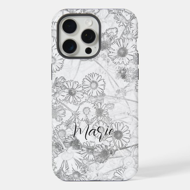 Daisies meadow light grey pattern iPhone case (Back)