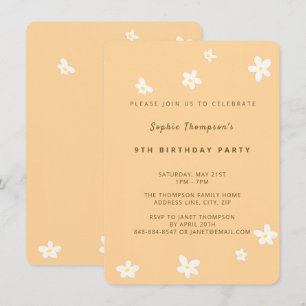 Daisies Mellow Yellow Floral Girl Birthday Party Invitation