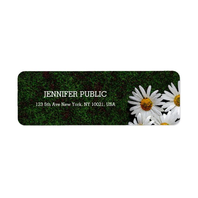 Daisies Modern Design Elegant Return Address Label (Front)
