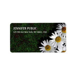 Daisies Modern Flowers Elegant Plain Address Label