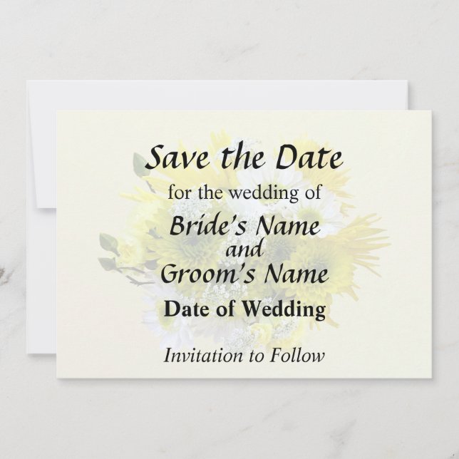 Daisies, Mums and Queen Anne's Lace Bouquet Save The Date (Front)