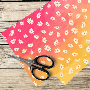 daisies on a colourful ombre background  tissue paper