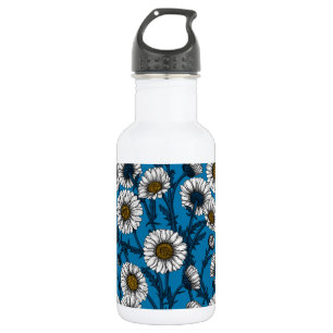 Daisies on blue 532 ml water bottle
