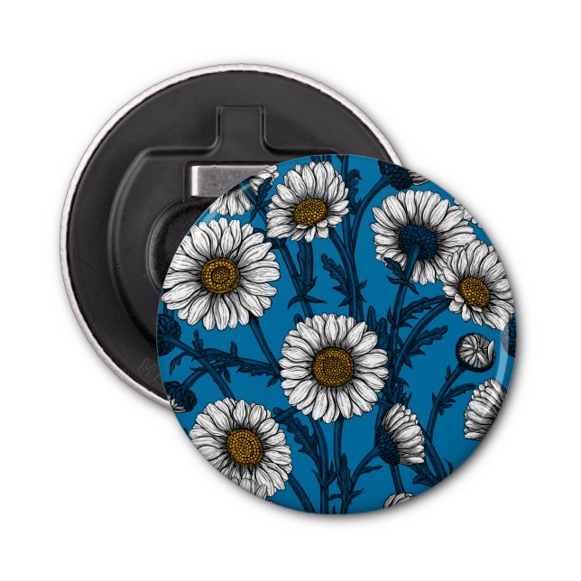 Daisies on blue bottle opener (Front)