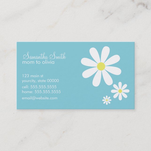 Daisies on Blue Calling Card (Front)