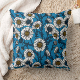 Daisies on blue cushion