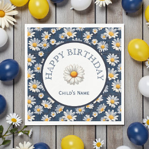 Daisies on Blue Denim Birthday  Napkin