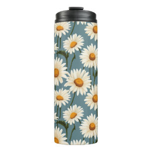 Daisies on Blue  Thermal Tumbler
