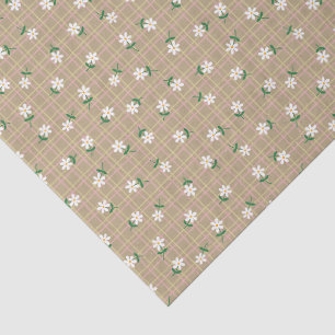 Daisies on Brown Plaid (large scale) Tissue Paper