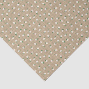 Daisies on Brown Plaid (small scale) Tissue Paper