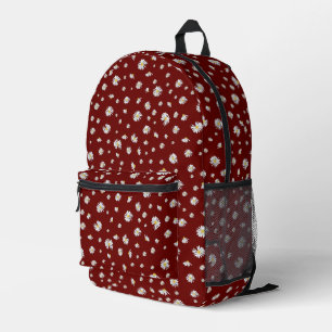 Daisies On Dark Red KiniArt Printed Backpack