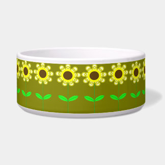 Daisies on Gold Pet Bowl