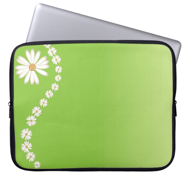 Daisies On Green Laptop Computer Sleeve (Front)