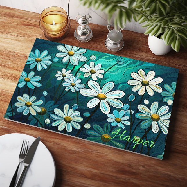 Daisies On Green Personalised Cutting Board (Creator Uploaded)