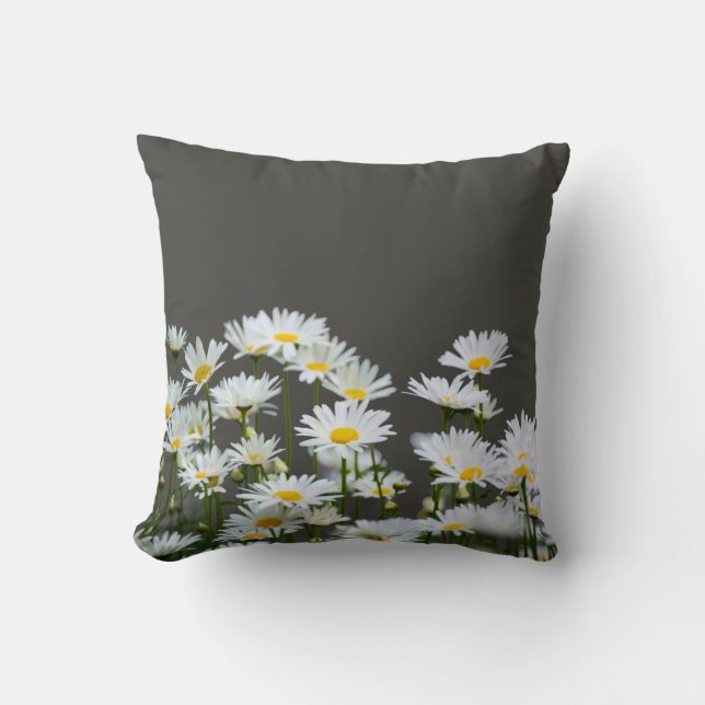 Daisies on Grey Cushion (Front)