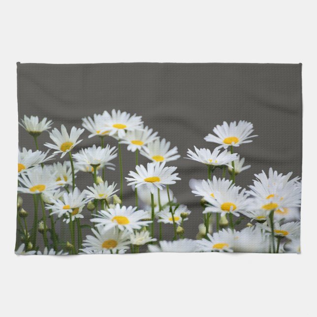 Daisies on Grey Tea Towel (Horizontal)
