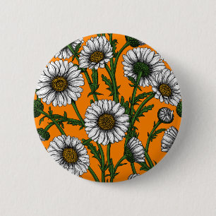 Daisies on orange 6 cm round badge
