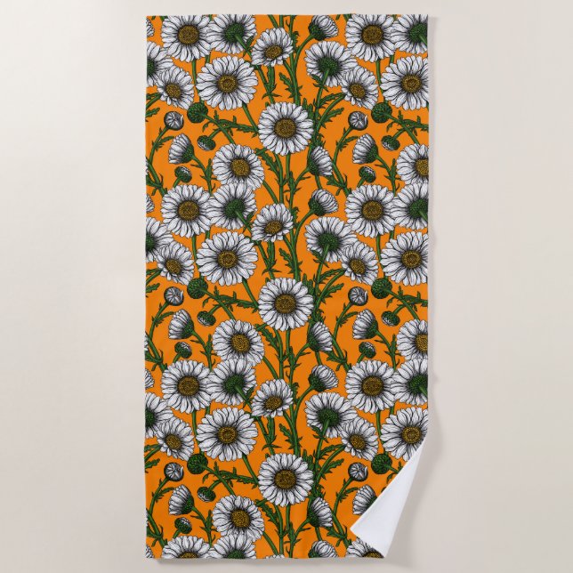 Daisies on orange beach towel (Front)