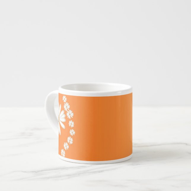 Daisies on Orange Espresso Mug (Front Left)