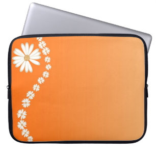 Daisies On Orange Laptop Computer Sleeve