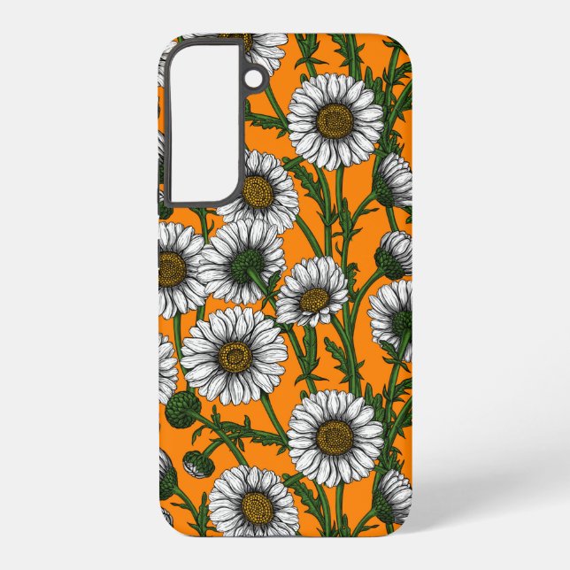 Daisies on orange  samsung galaxy s22+ case (Back)
