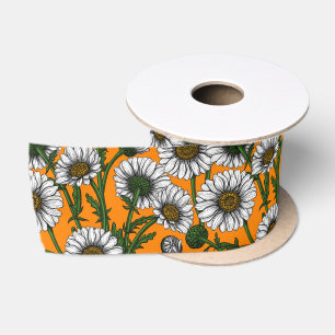 Daisies on orange satin ribbon