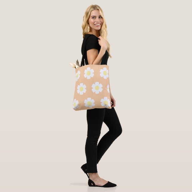 Daisies on Peach Background Tote Bag (On Model)
