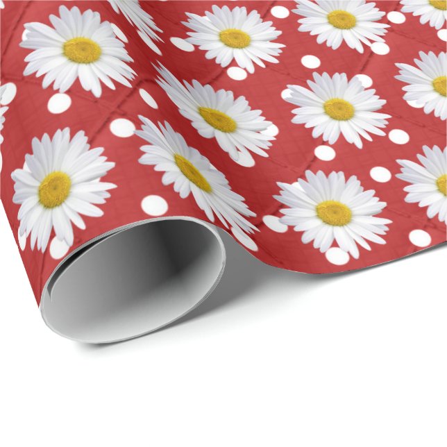 daisies on polka dots wrapping paper (Roll Corner)