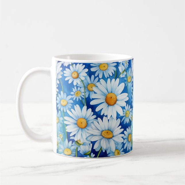 Daisies on the blue coffee mug (Left)