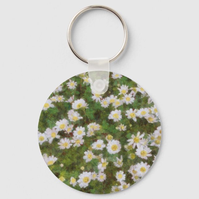 Daisies Painted In An Impressionist Style Key Ring (Front)