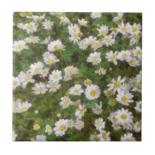 Daisies Painted In An Impressionist Style Tile
