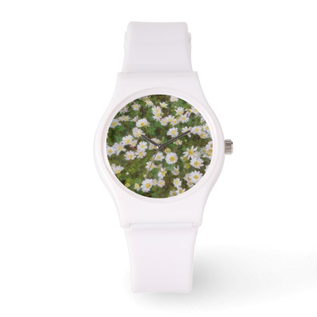 Daisies Painted In An Impressionist Style Watch (Front)