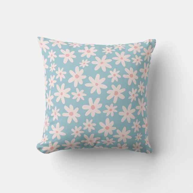 daisies pattern on any colour background cushion (Front)