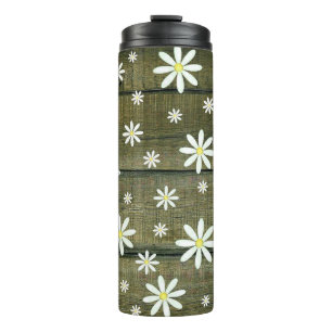 Daisies Rustic Barn Board Daisy Flower Thermal Tumbler