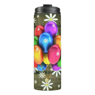 Daisies Rustic Barn Board Party Balloons Thermal Tumbler