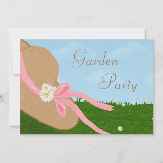 Daisies Straw Hat Garden Bridal Shower Invitation (Front)