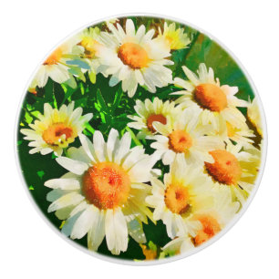 Daisies Watercolor Ceramic Knob