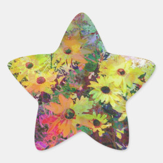 Daisies Watercolor Scene Star Sticker